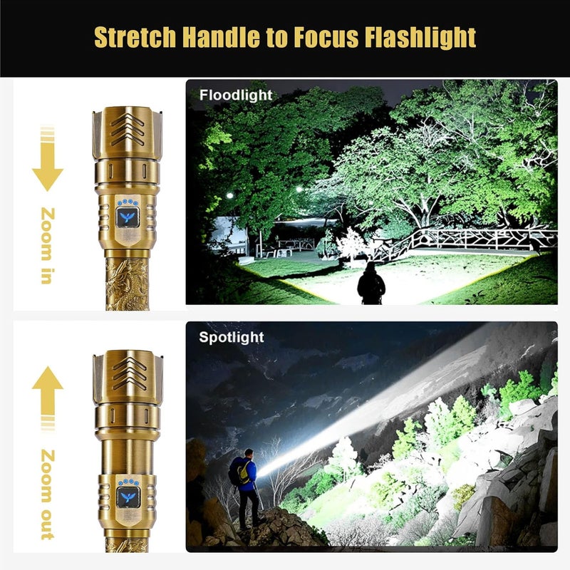 SkyFire LED Flashlights High Lumens with Ignition Lens,3000lm Super Bright Rechargeable Flashlight, Zoomable,Four Modes,Waterproof Tactical Flash Light for Camping Essentials,Outdoor and Home,Gift - Image 3